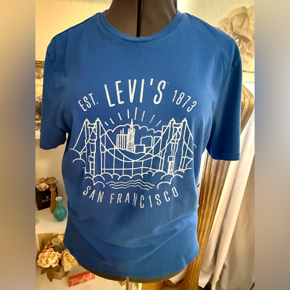 Levi’s San Francisco Graphic T-Shirt Blue Men’s Size L – 1873 Bridge Print